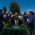 Flag and Urn at burial site