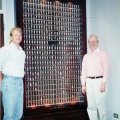 Cup case, built by Doug Logue (L), with Jim Gaston (R), Class of 1963