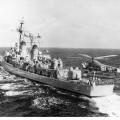 USS Forrest Sherman DD-931, at sea helo personnel transfer