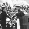 Mick Roth presents diploma to Pres. Kennedy